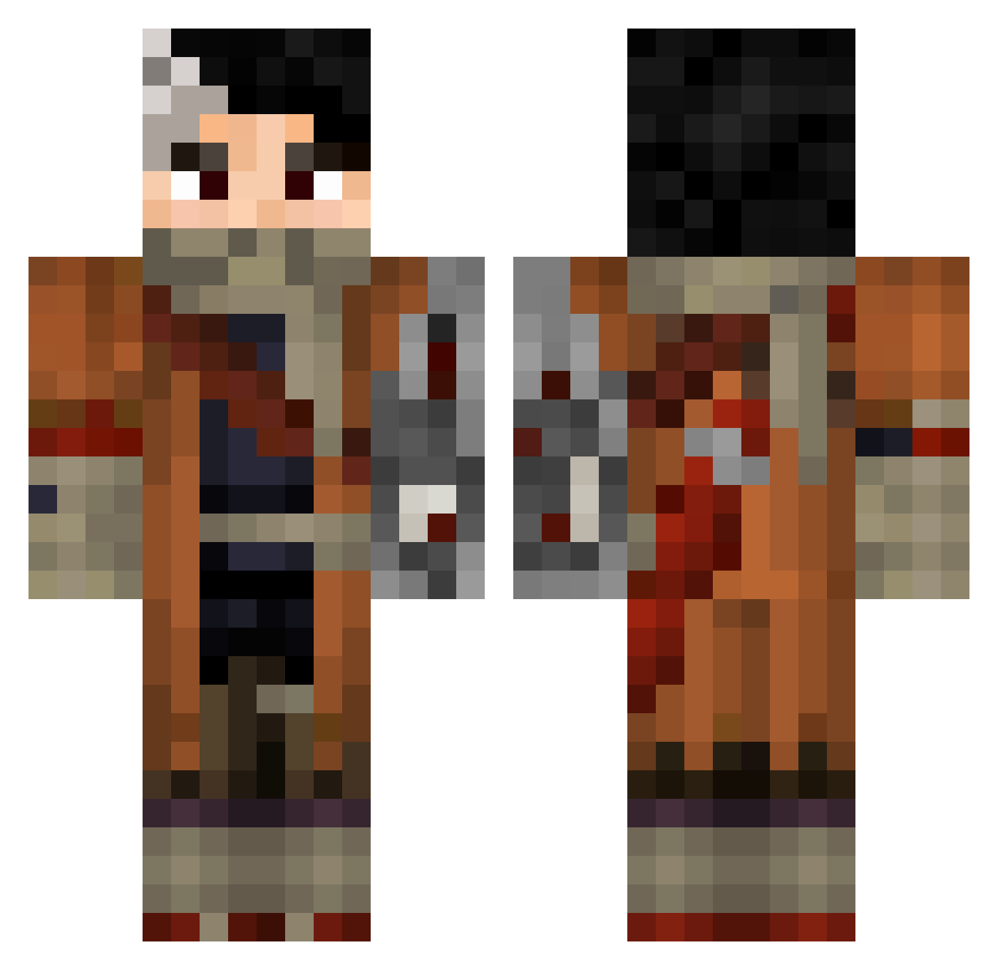wx48 Minecraft skin, front and back view