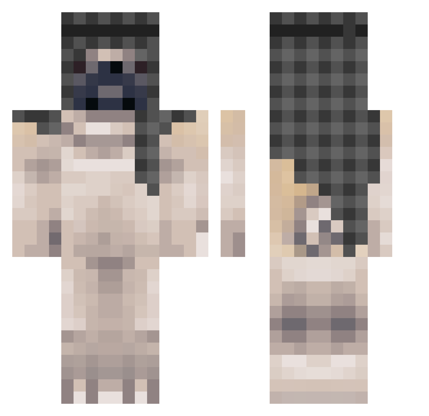nyxz1 Minecraft skin, front and back view