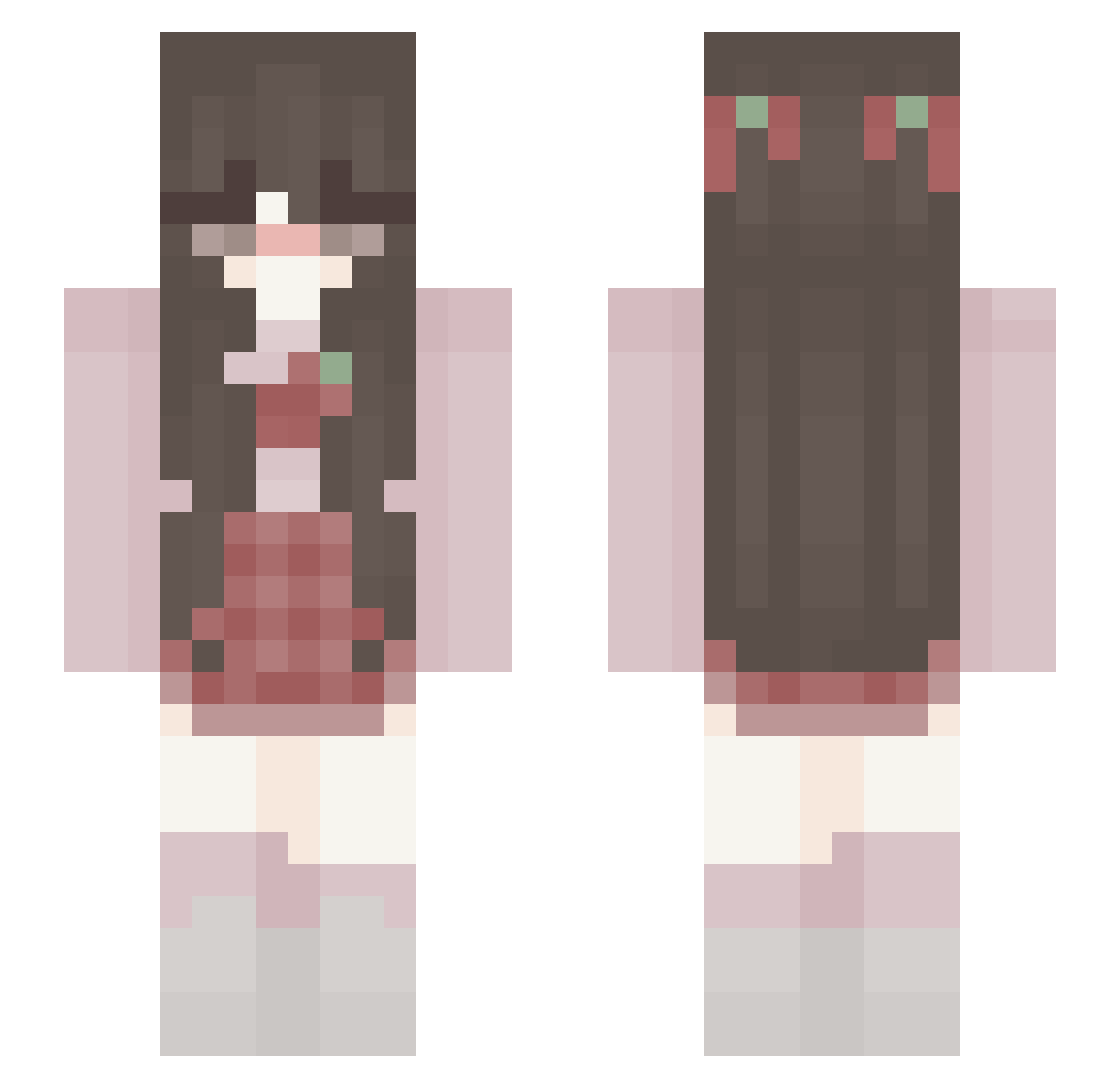 Cherryroll Minecraft skin, front and back view