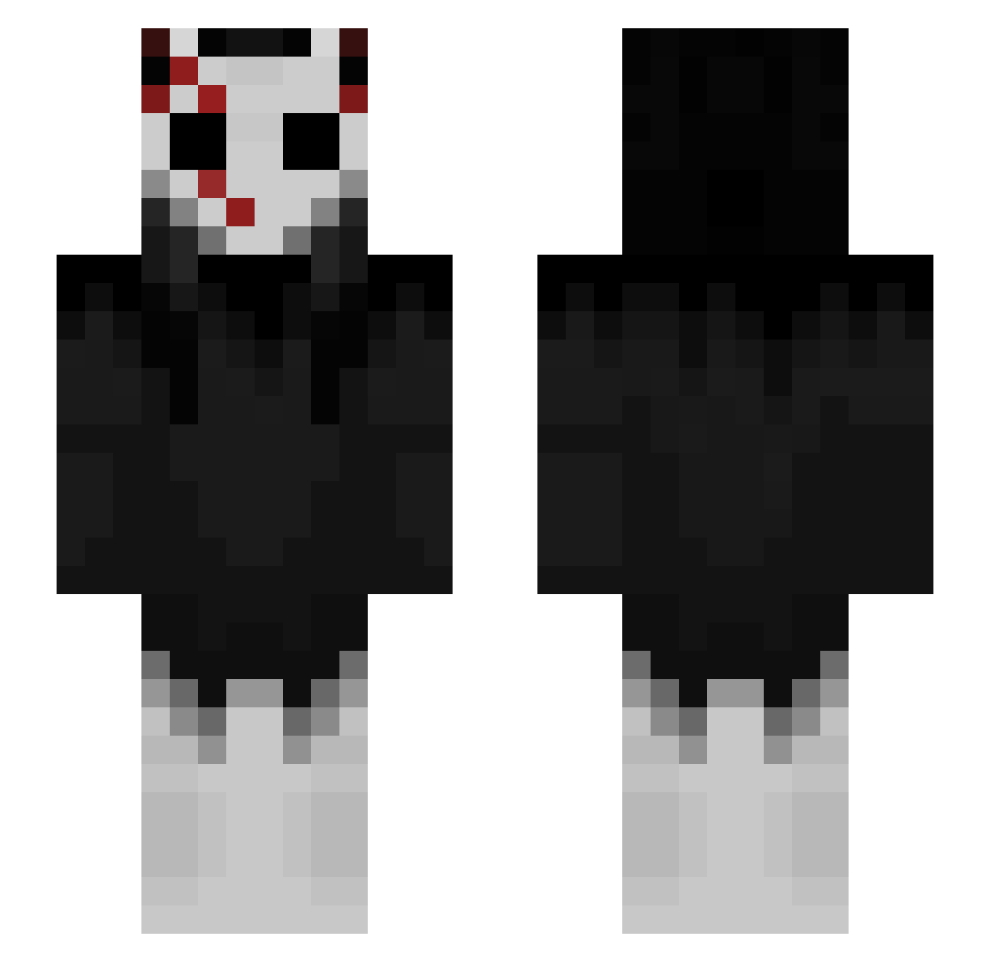 Krewlla Minecraft skin, front and back view