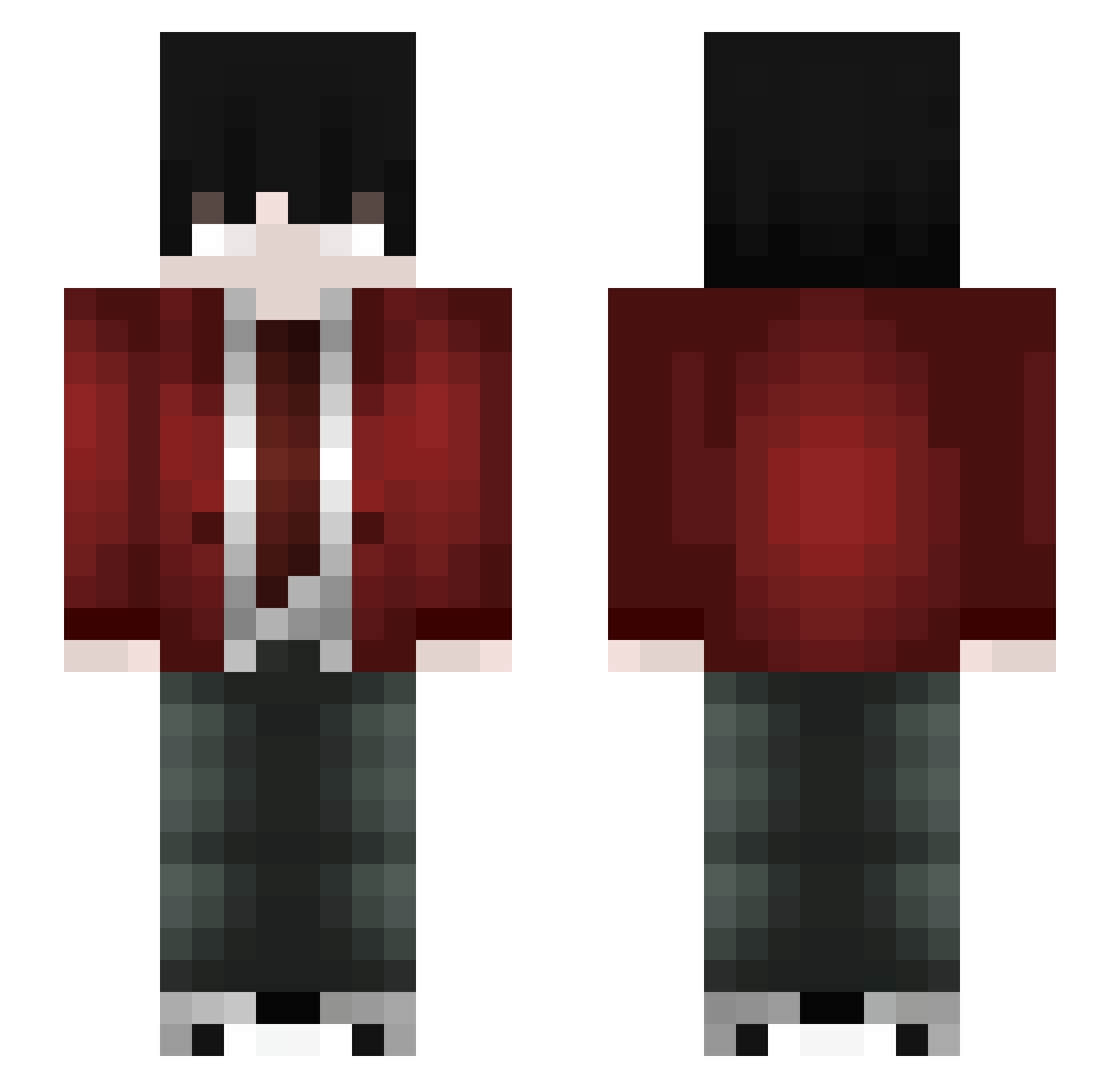 Unencountered Minecraft skin, front and back view