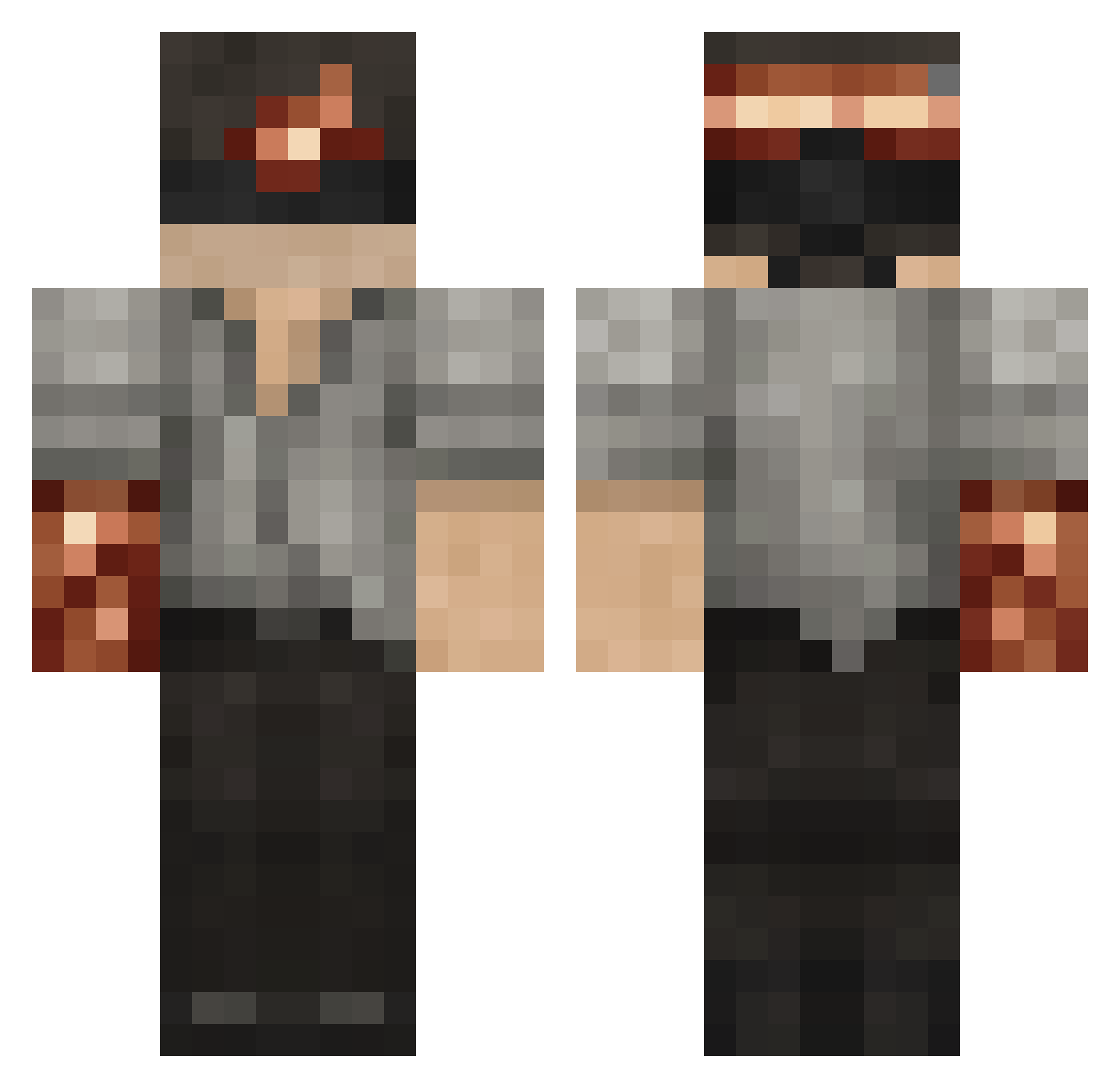 Vygr Minecraft skin, front and back view