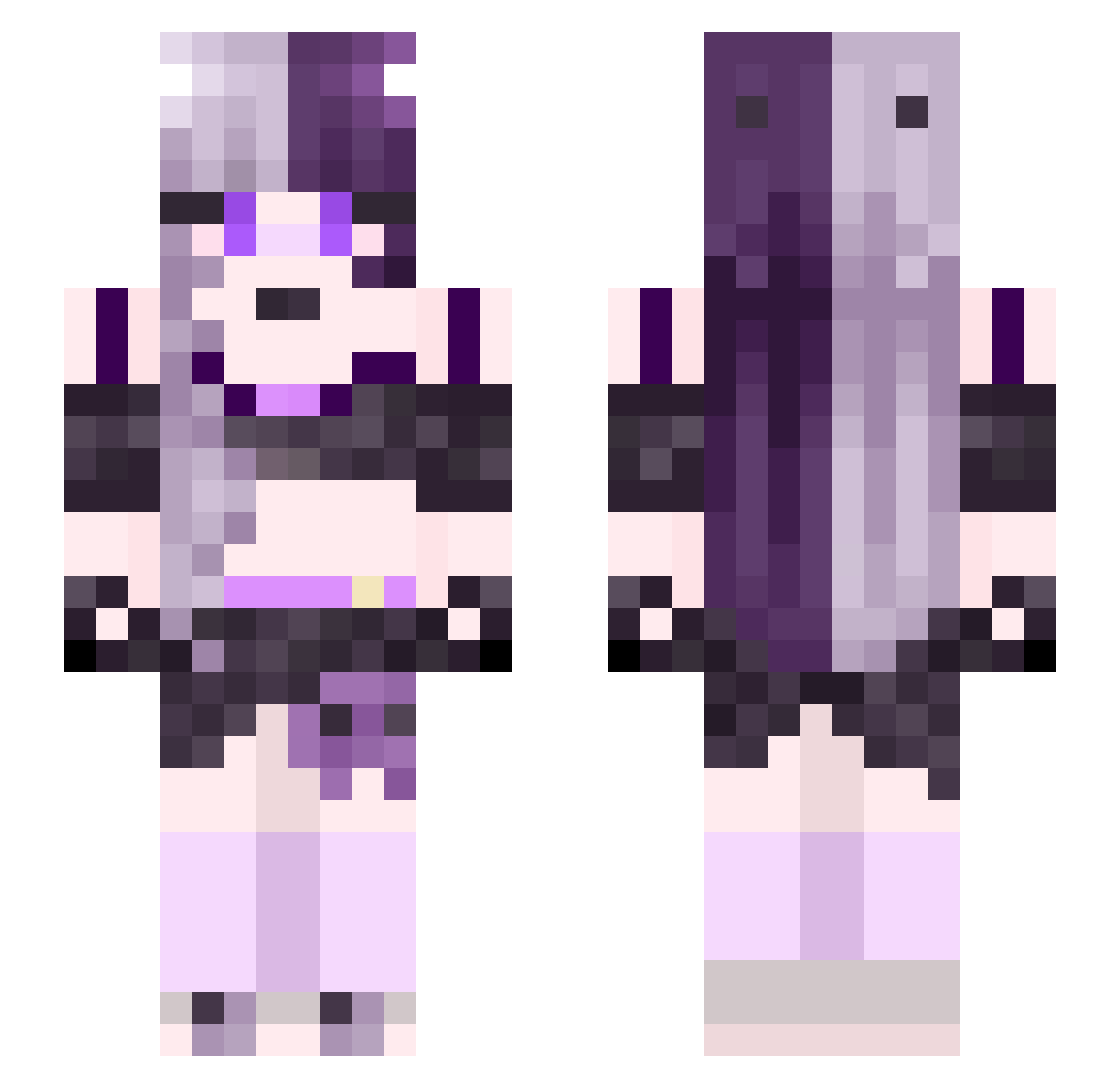 NetherOrchid Minecraft skin, front and back view