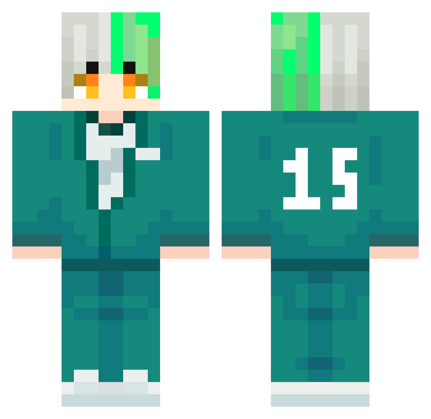 Ayrman Minecraft skin, front and back view