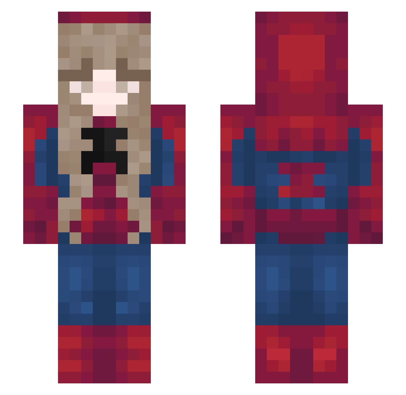 xxxNIKO Minecraft skin, front and back view