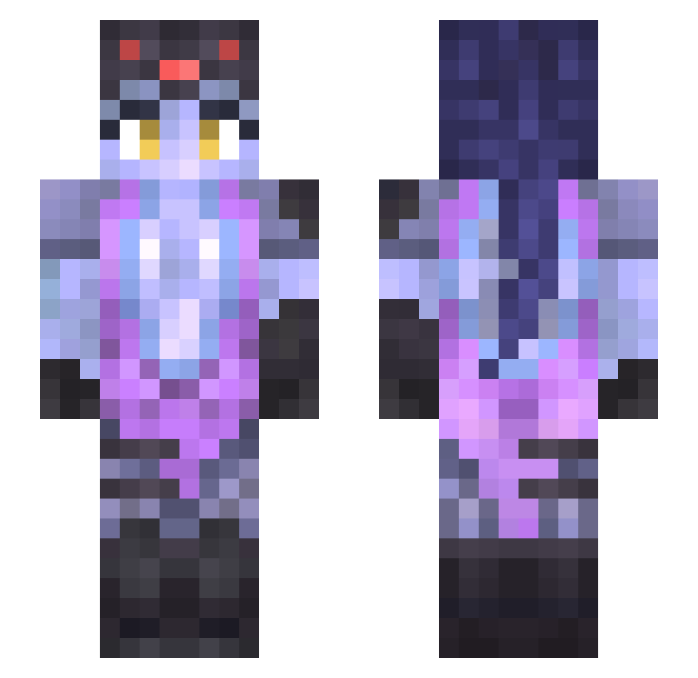 Azaxct Minecraft skin, front and back view