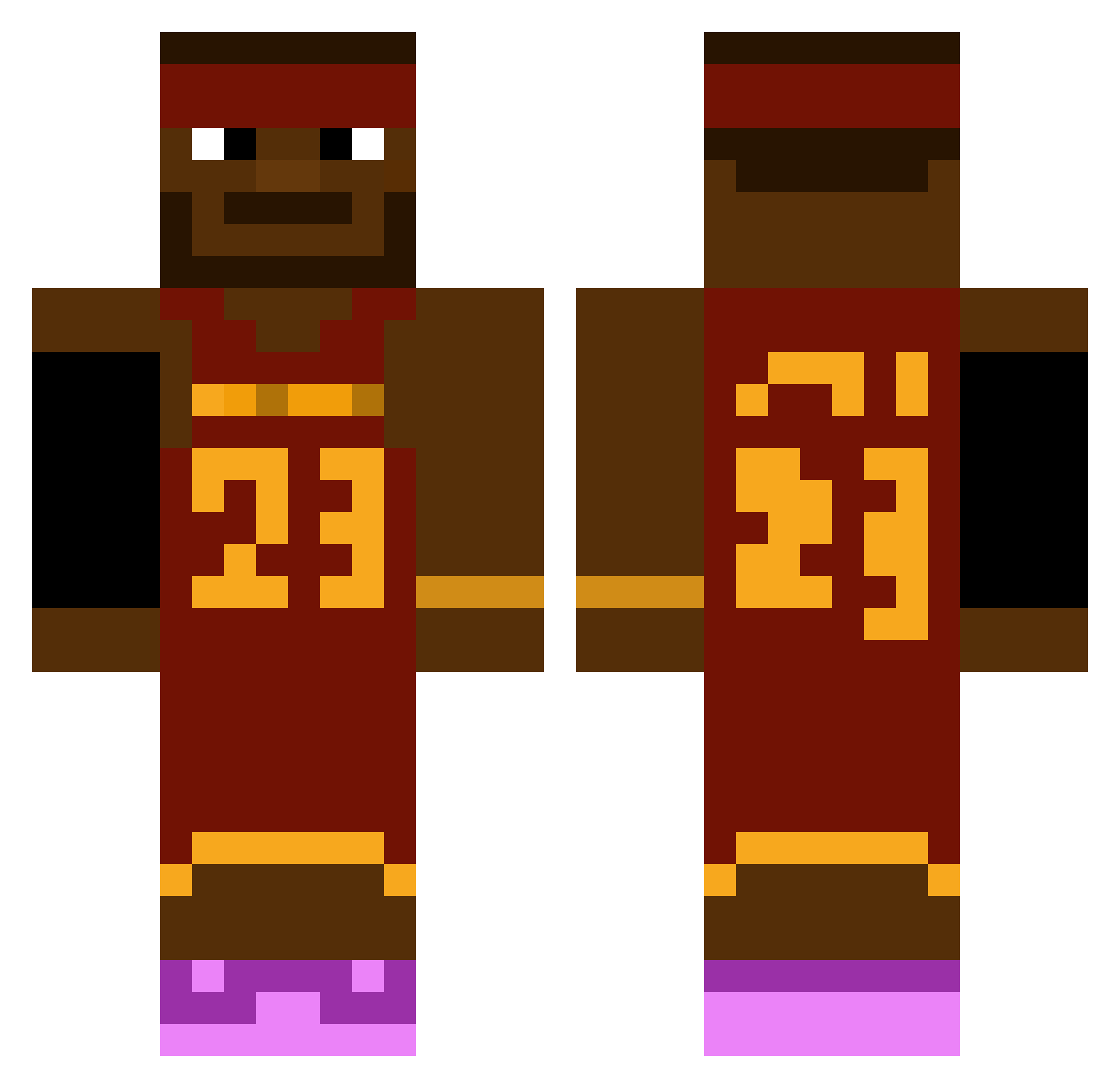 Necrron Minecraft skin, front and back view