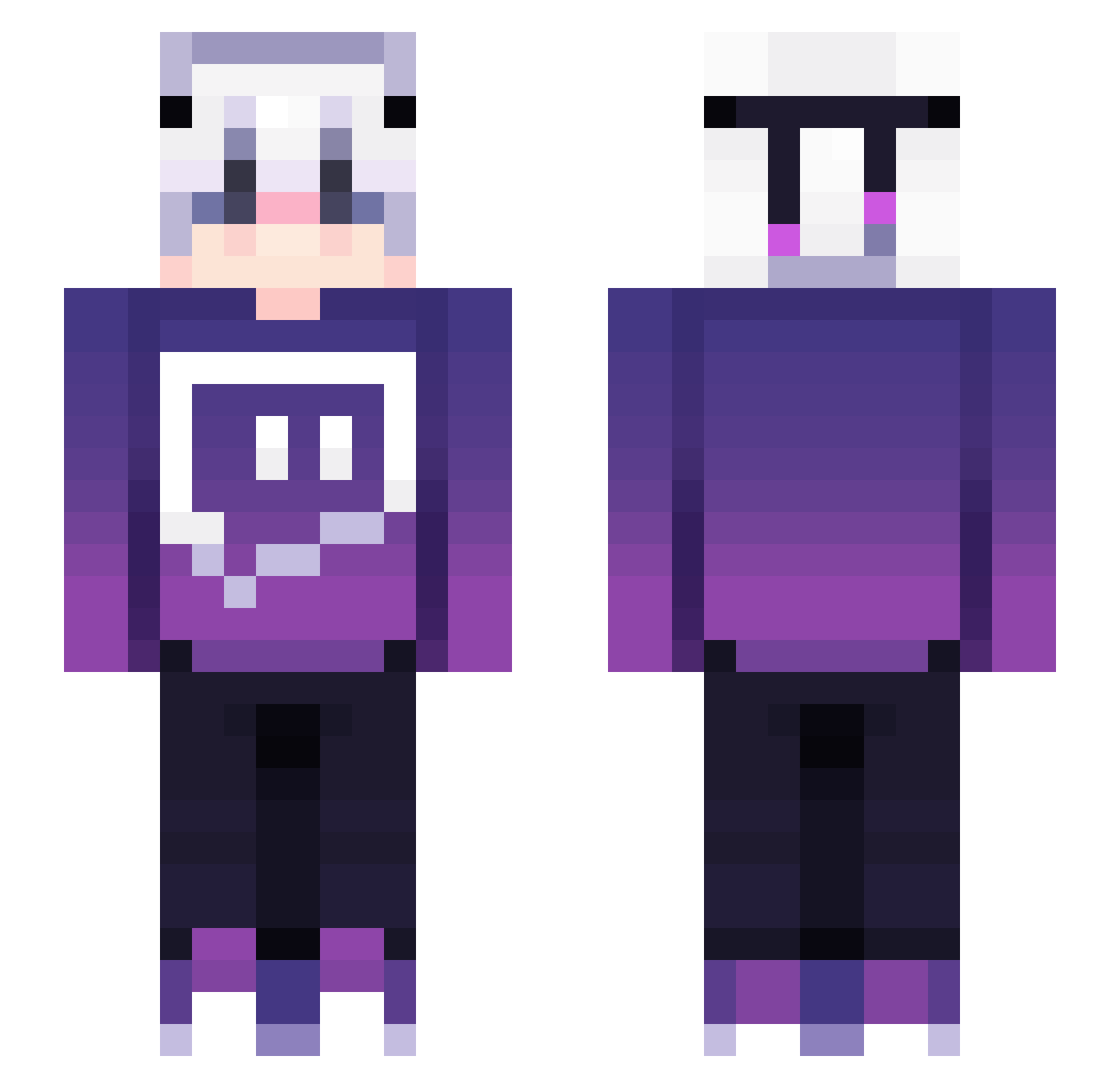 Zachh98 Minecraft skin, front and back view