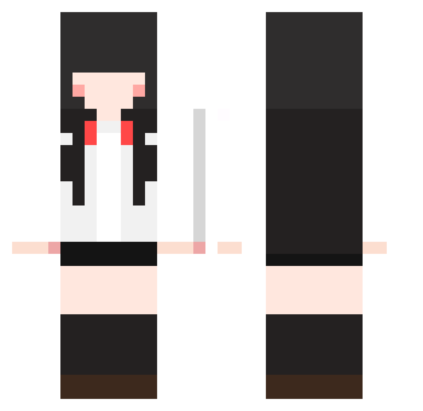 TimePlopper Minecraft skin, front and back view