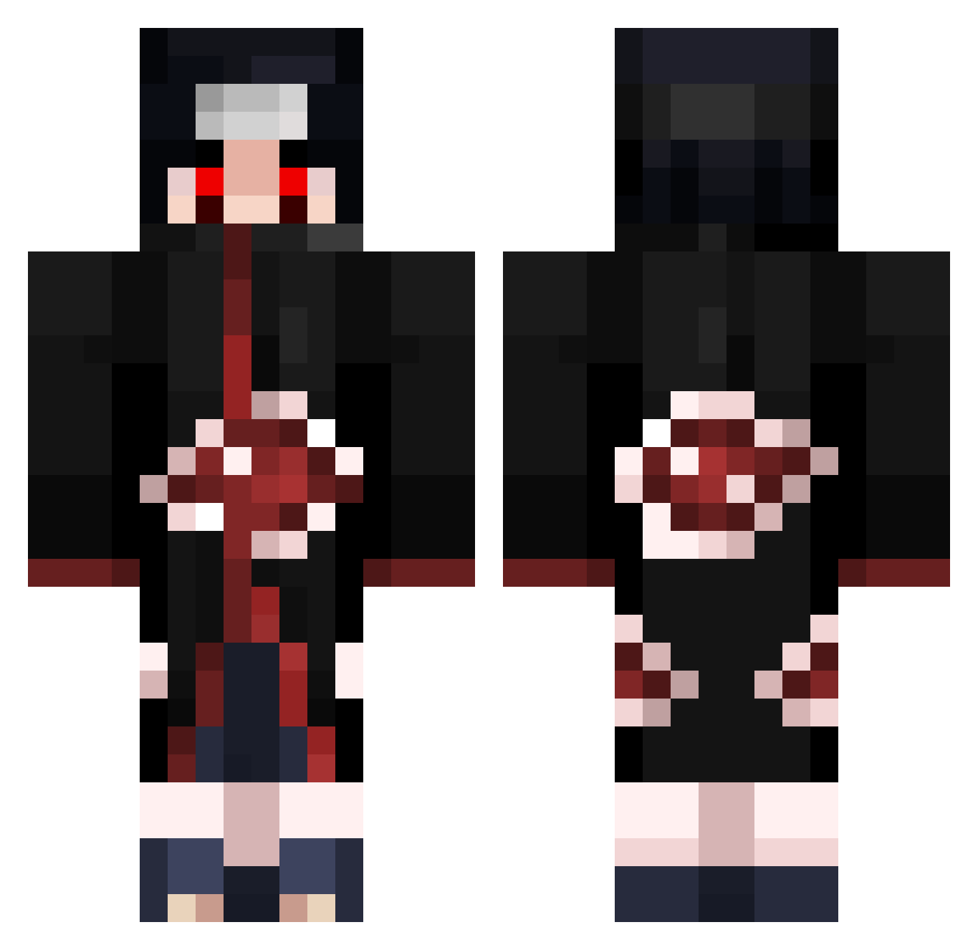 SKThEau Minecraft skin, front and back view