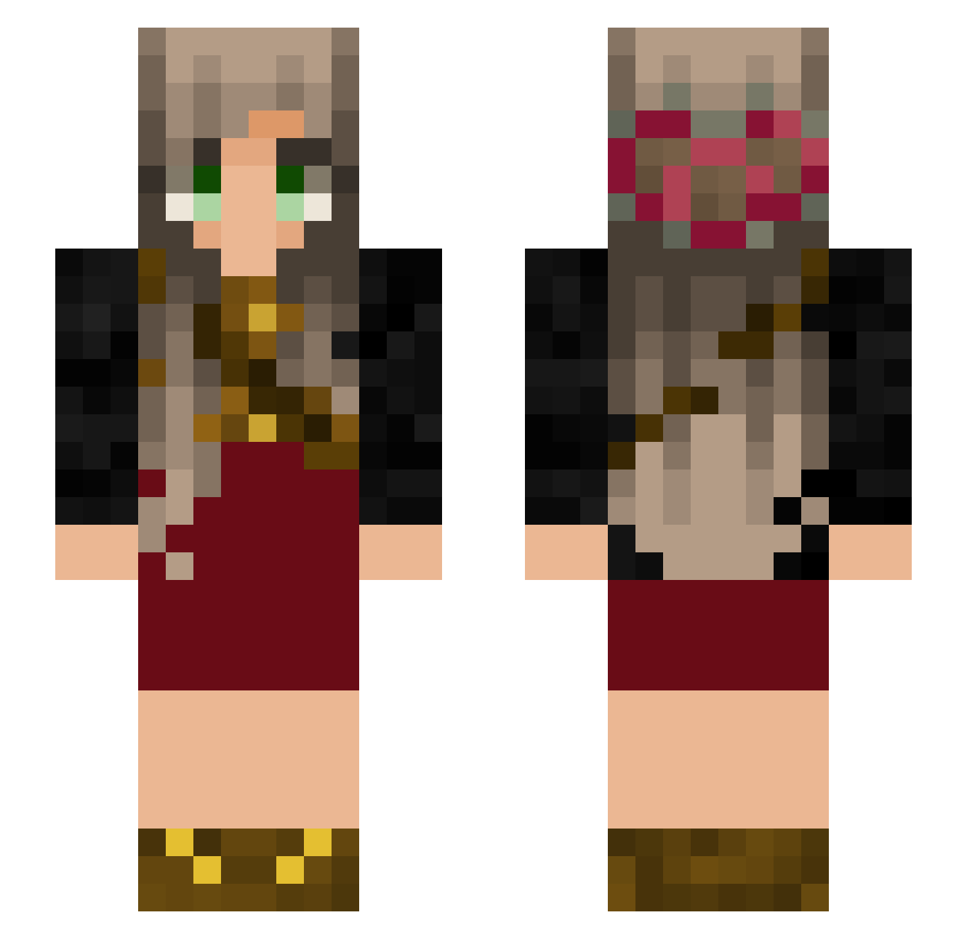 Hideaways Minecraft skin, front and back view