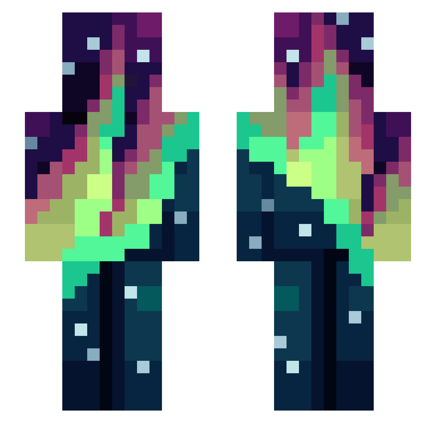 POTZROG Minecraft skin, front and back view