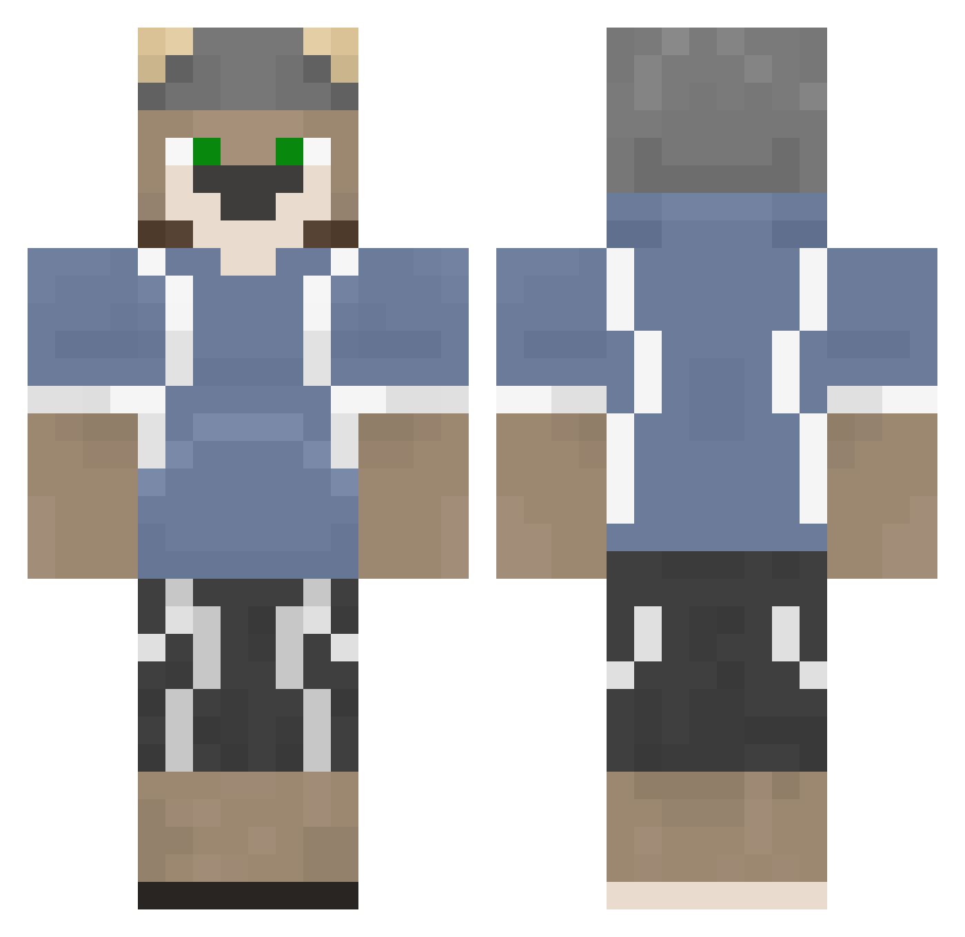 warrants Minecraft skin, front and back view