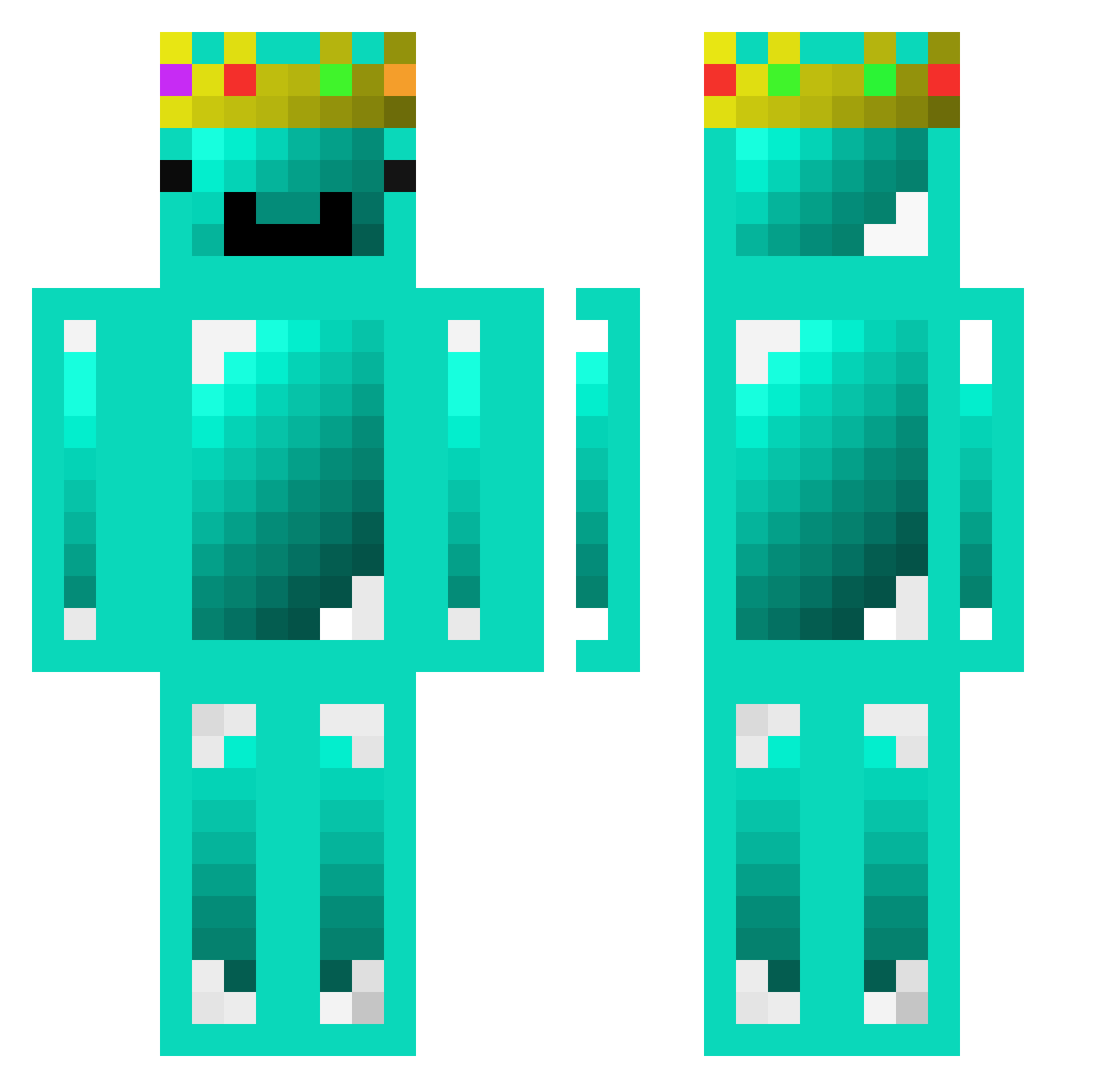 Zambooty Minecraft skin, front and back view