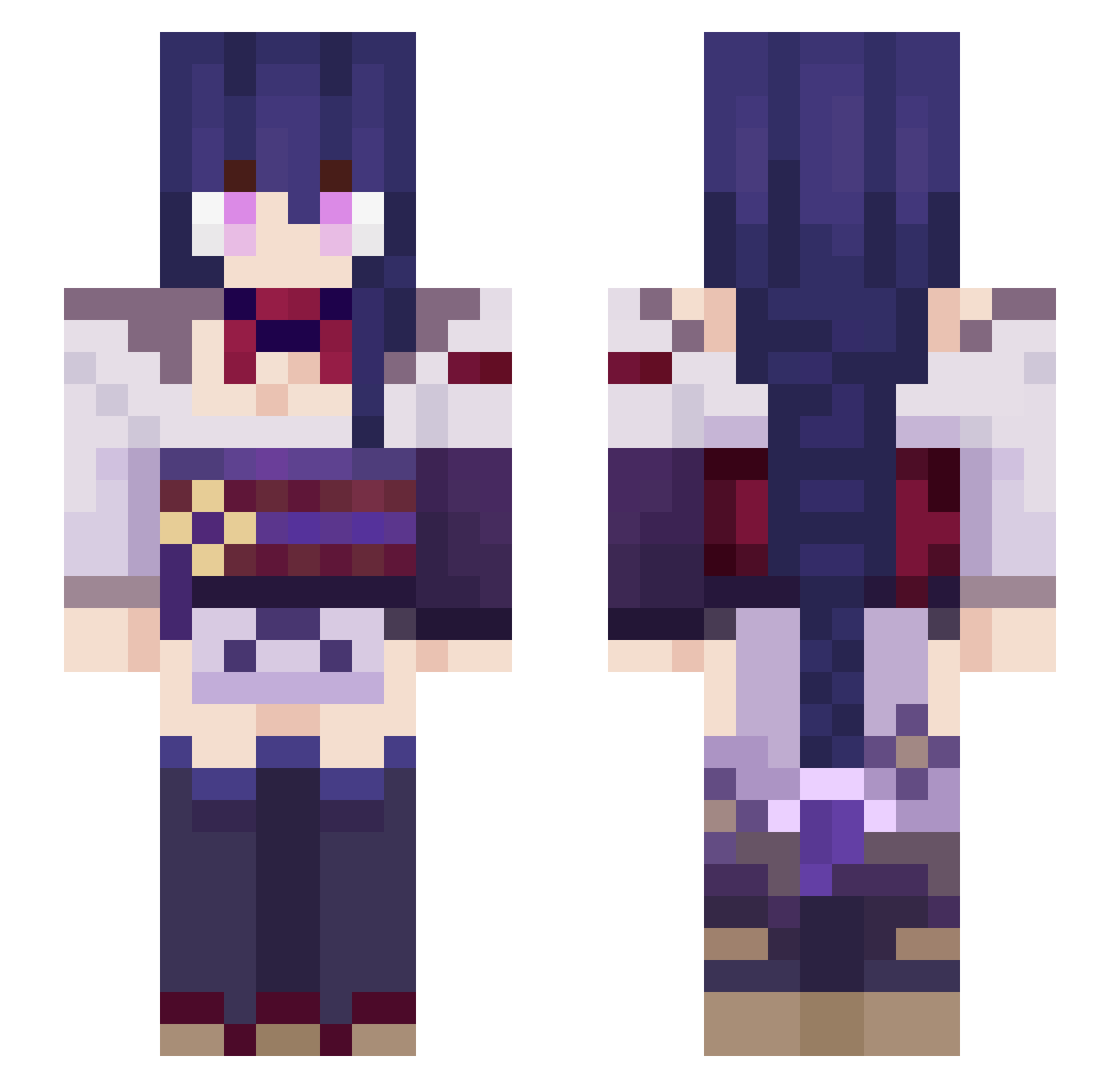 CooKimi Minecraft skin, front and back view