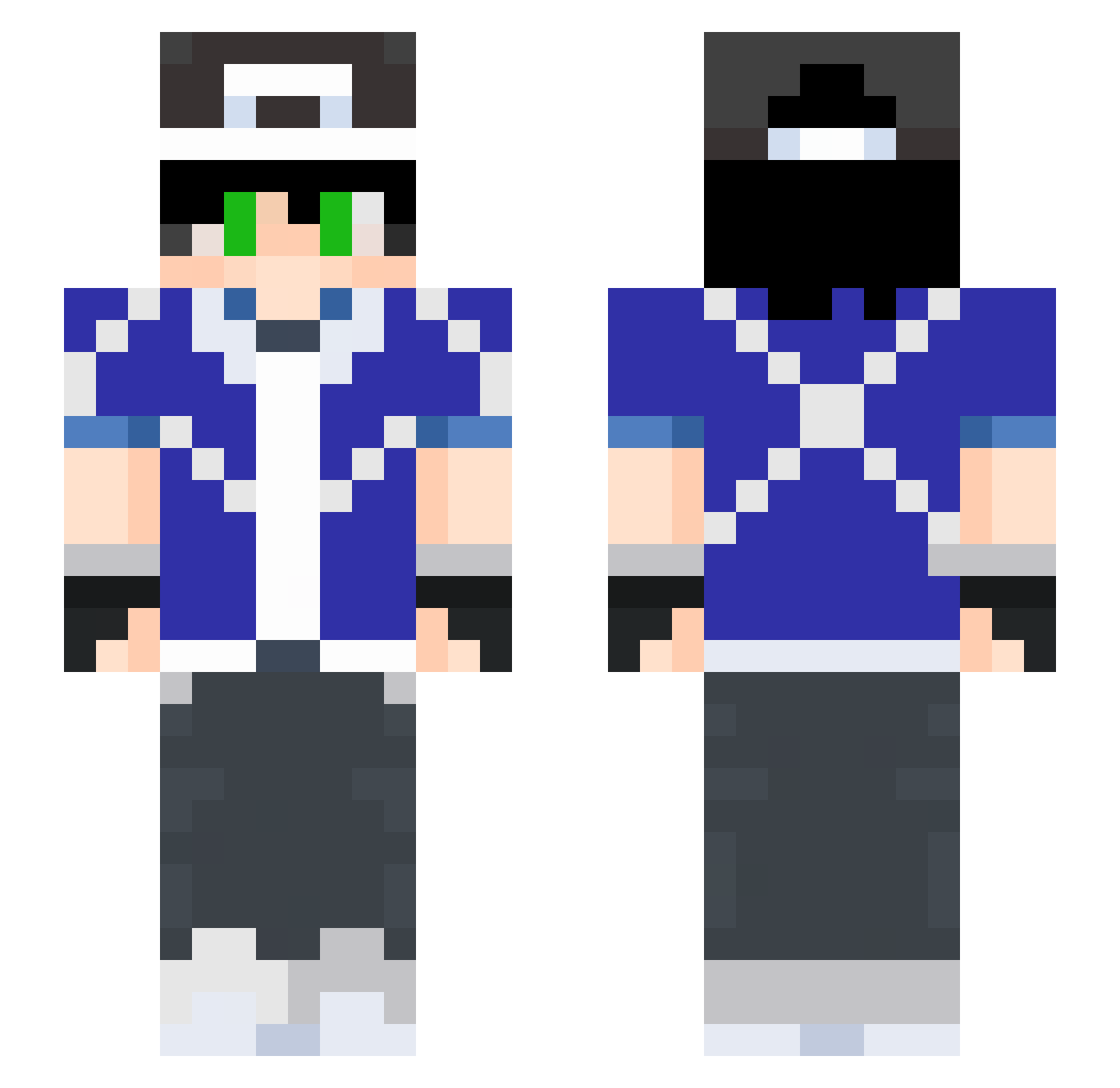 Lugster10 Minecraft skin, front and back view