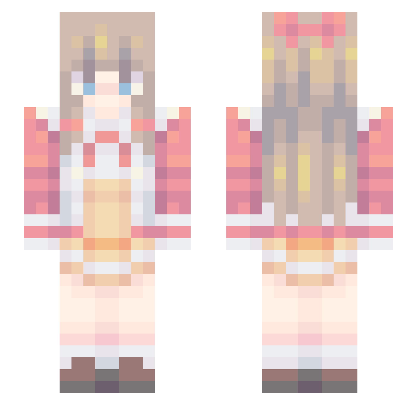 Xeronsie Minecraft skin, front and back view