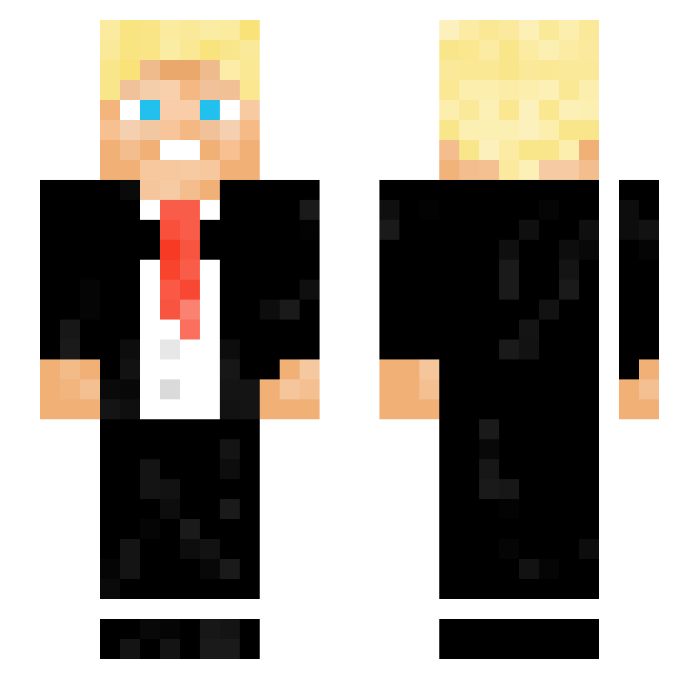 ashame Minecraft skin, front and back view