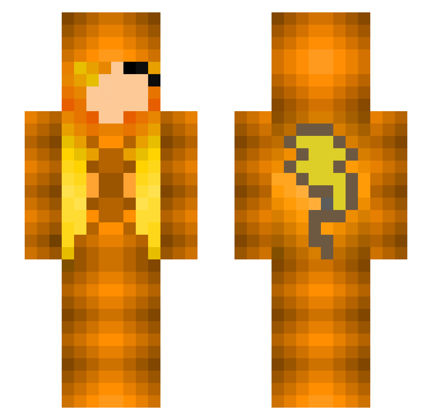 Perser Minecraft skin, front and back view