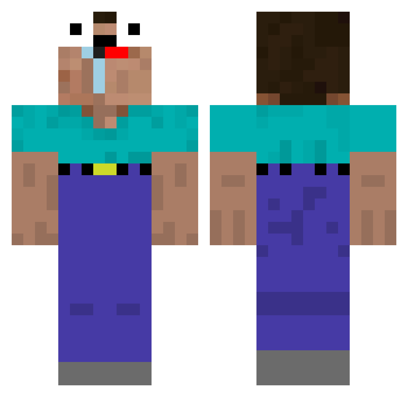 SmokeScreens Minecraft skin, front and back view