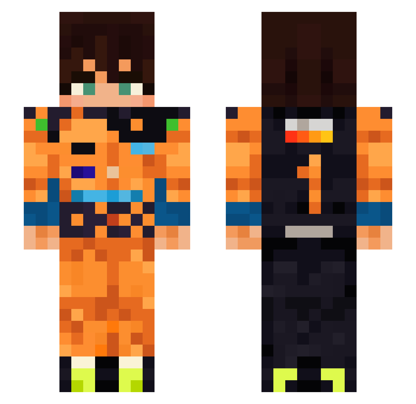 hazelnoobz Minecraft skin, front and back view