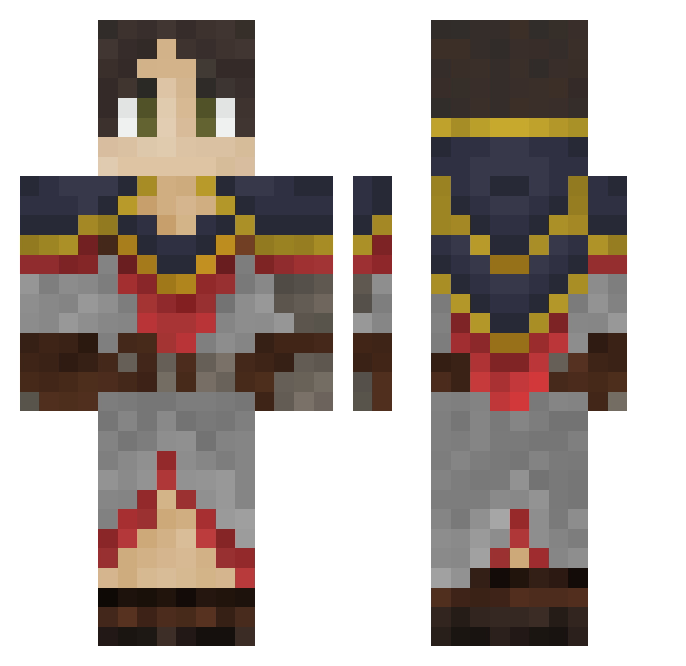 T0HVELI Minecraft skin, front and back view