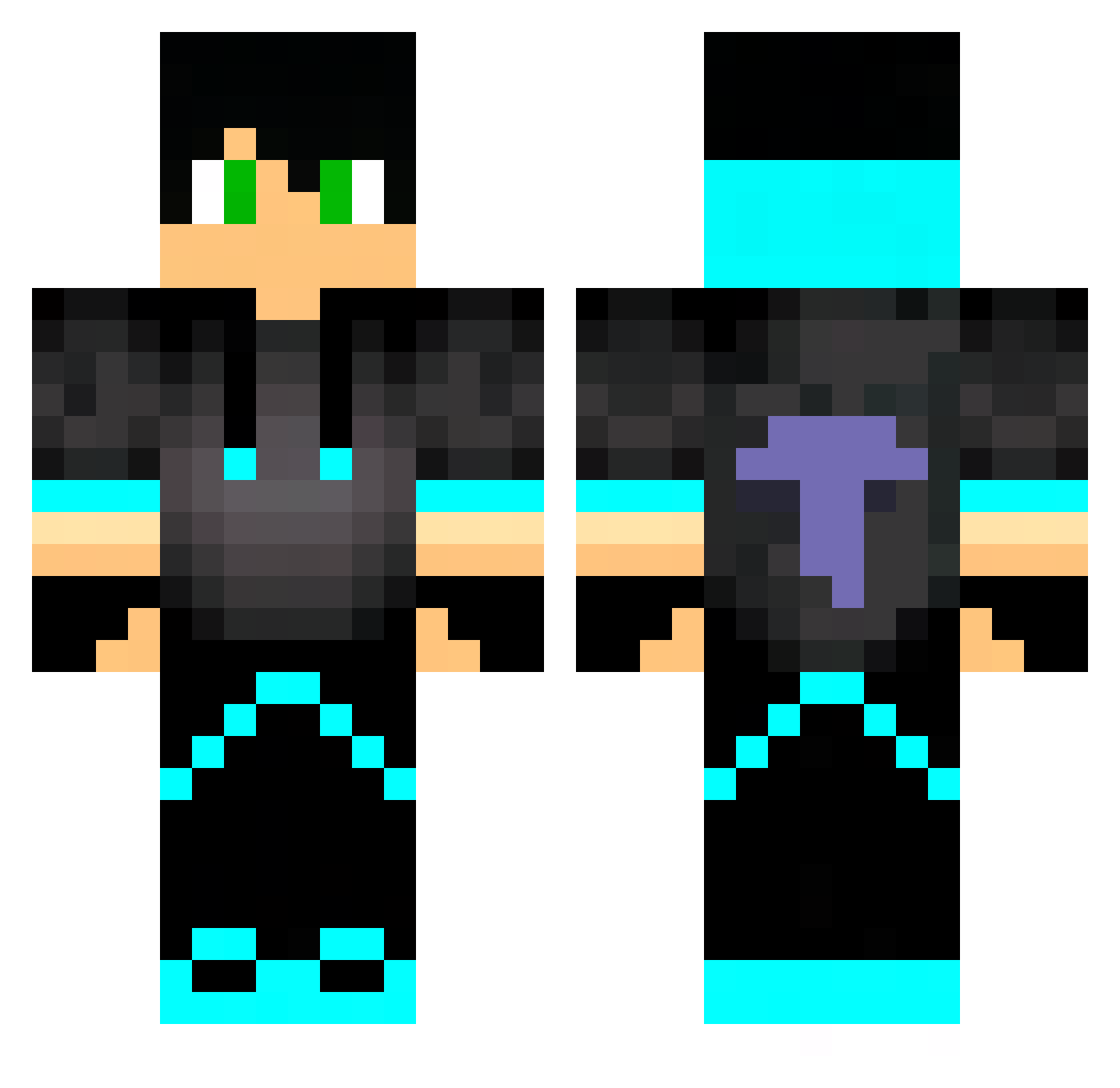 TOXZI Minecraft skin, front and back view