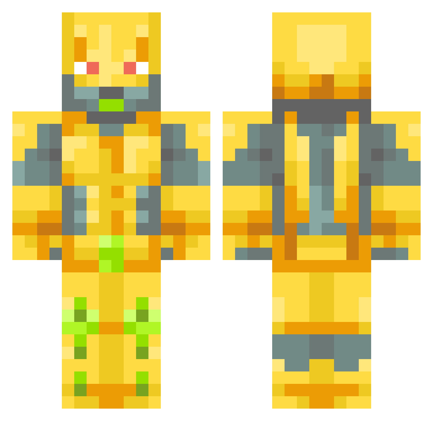 Stinkeroo Minecraft skin, front and back view