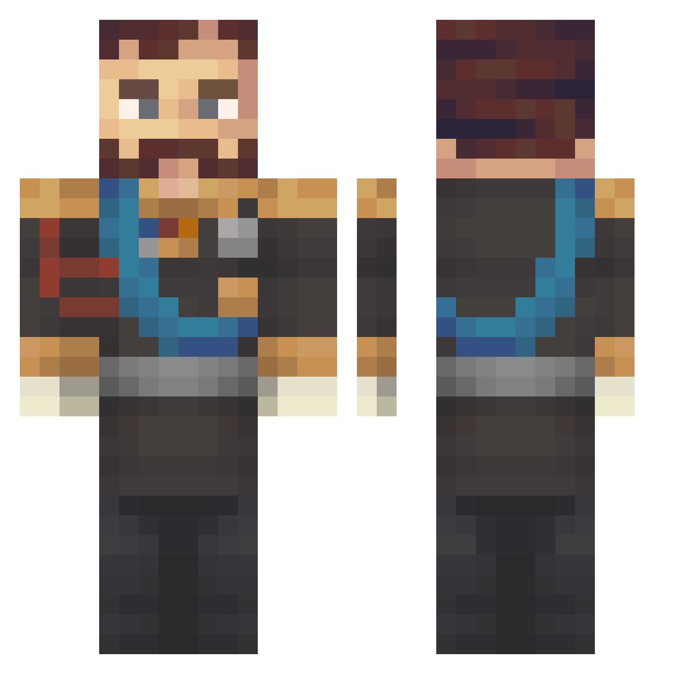 FidusDuun Minecraft skin, front and back view