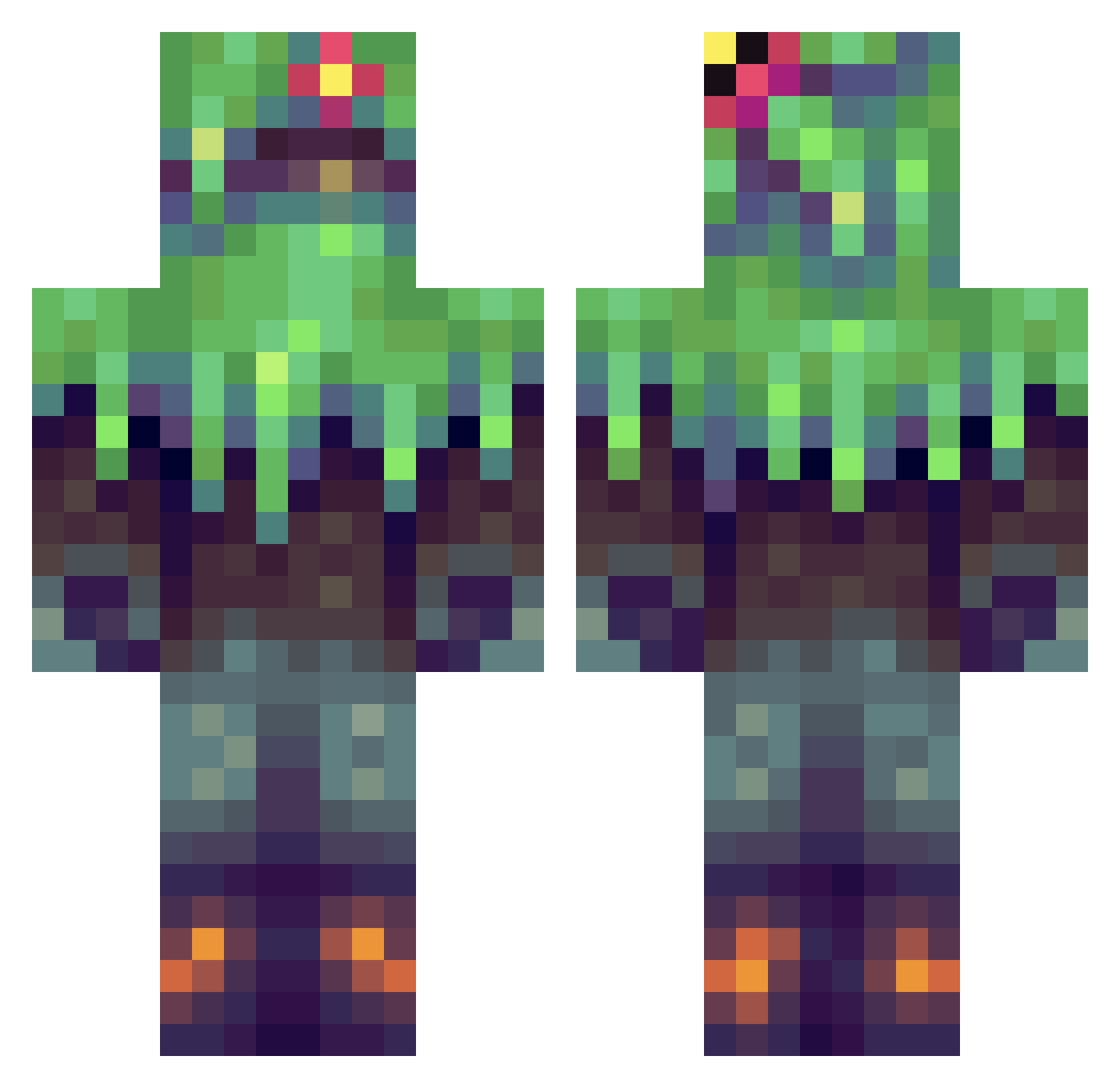 Picket Minecraft skin, front and back view