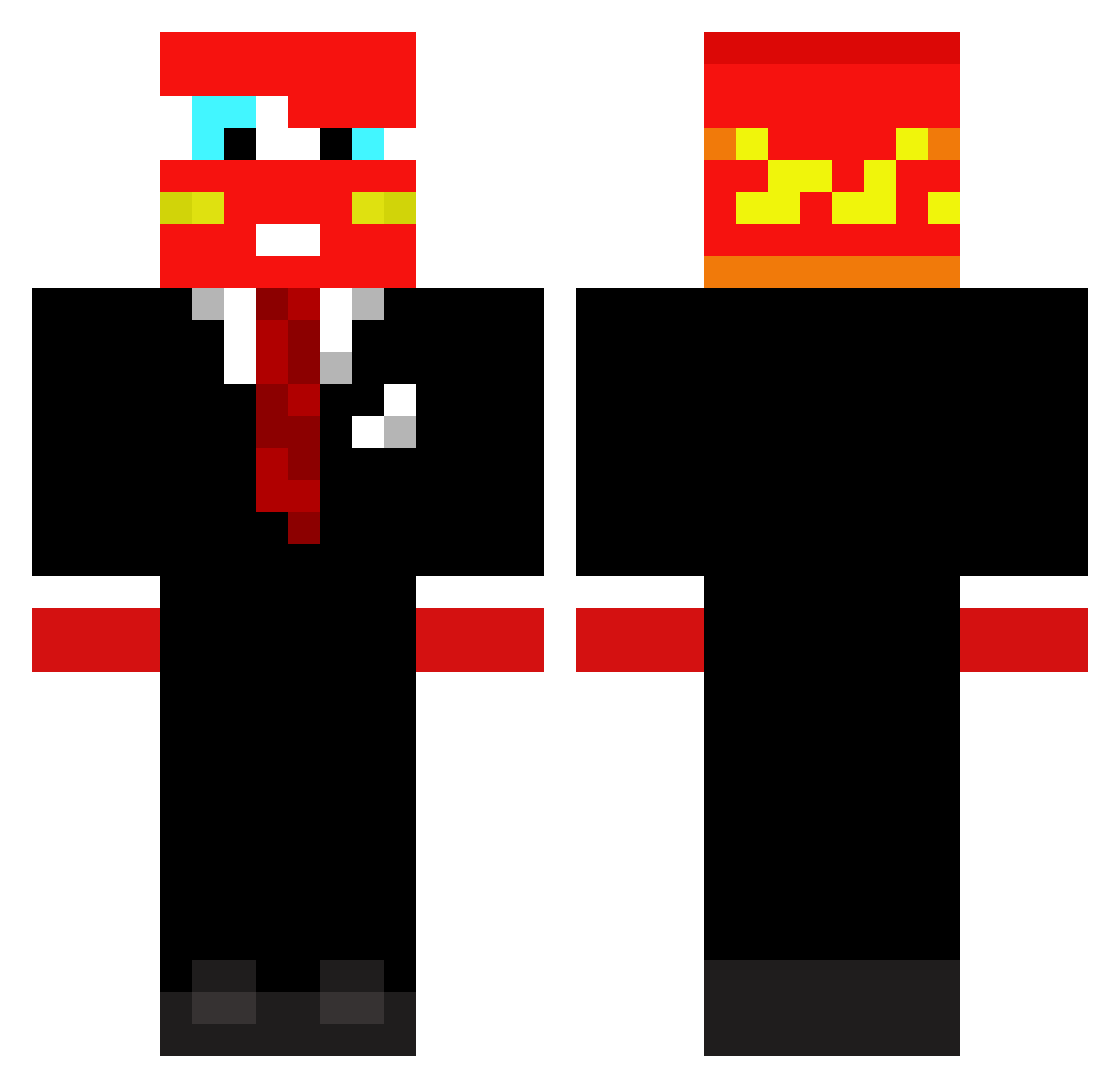 Mankolo Minecraft skin, front and back view