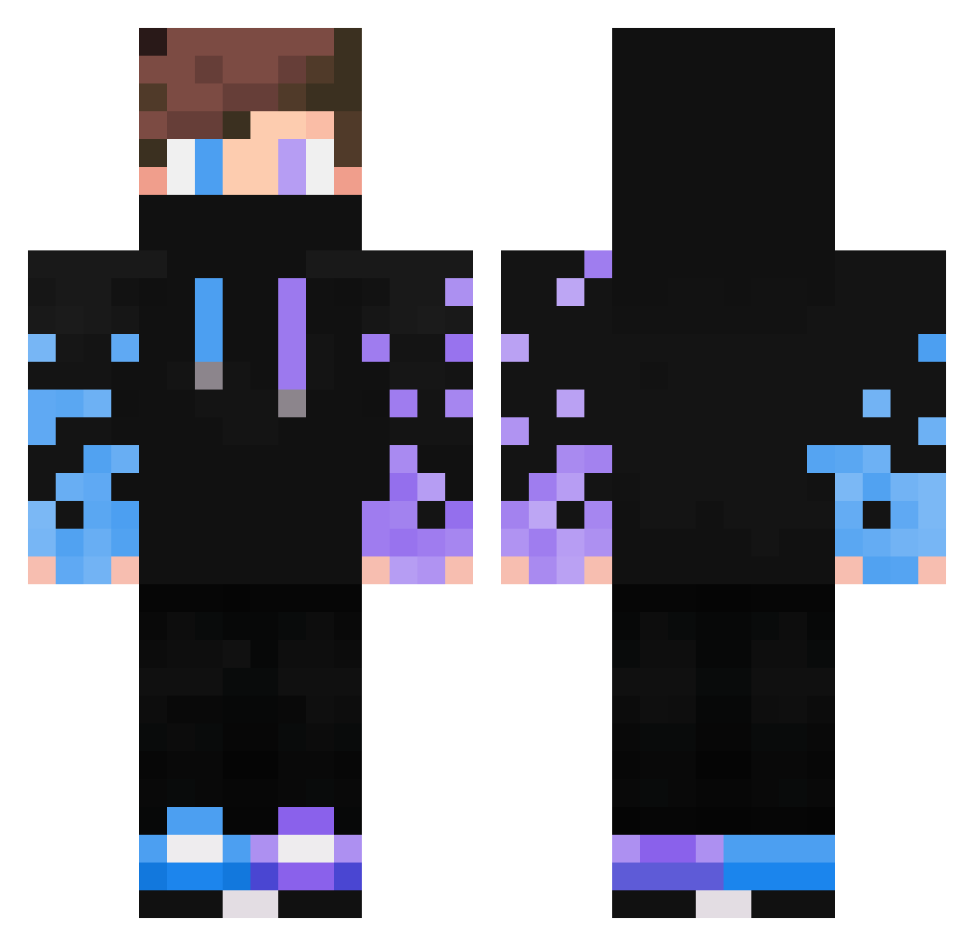 Unknown0321 Minecraft skin, front and back view