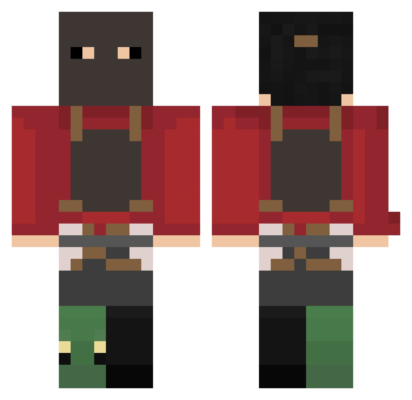 SwiZine Minecraft skin, front and back view