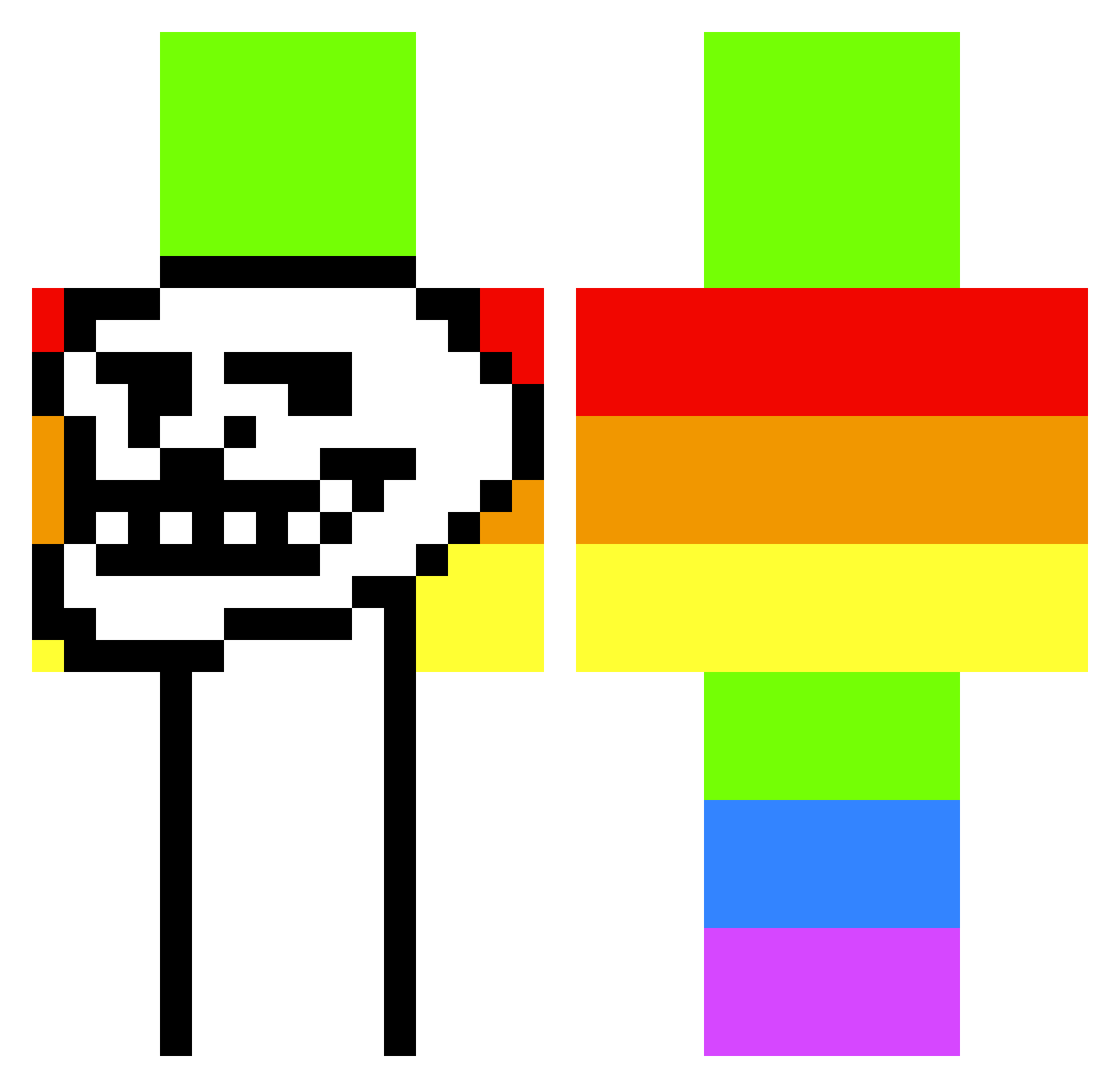 oShawt Minecraft skin, front and back view