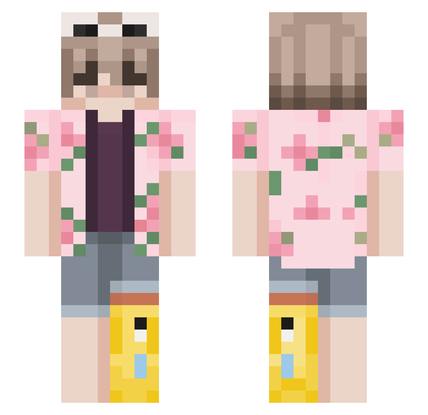Shxnri Minecraft skin, front and back view