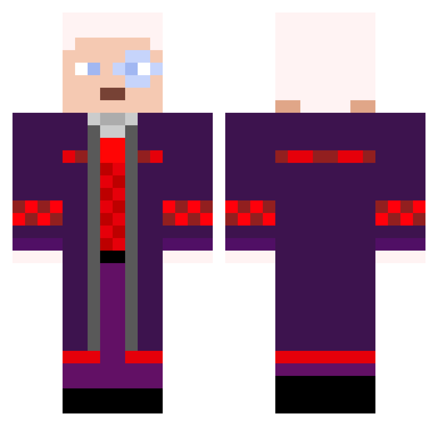 Churchism Minecraft skin, front and back view
