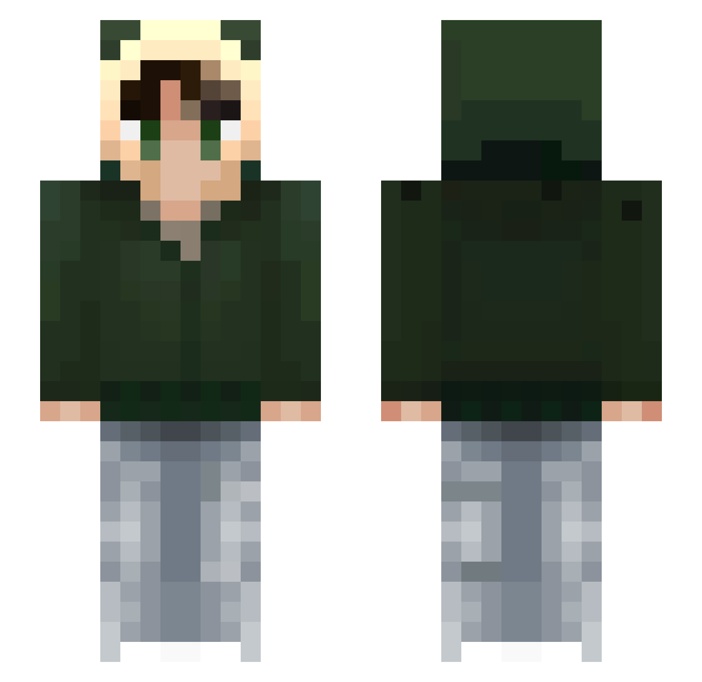 rekc1 Minecraft skin, front and back view