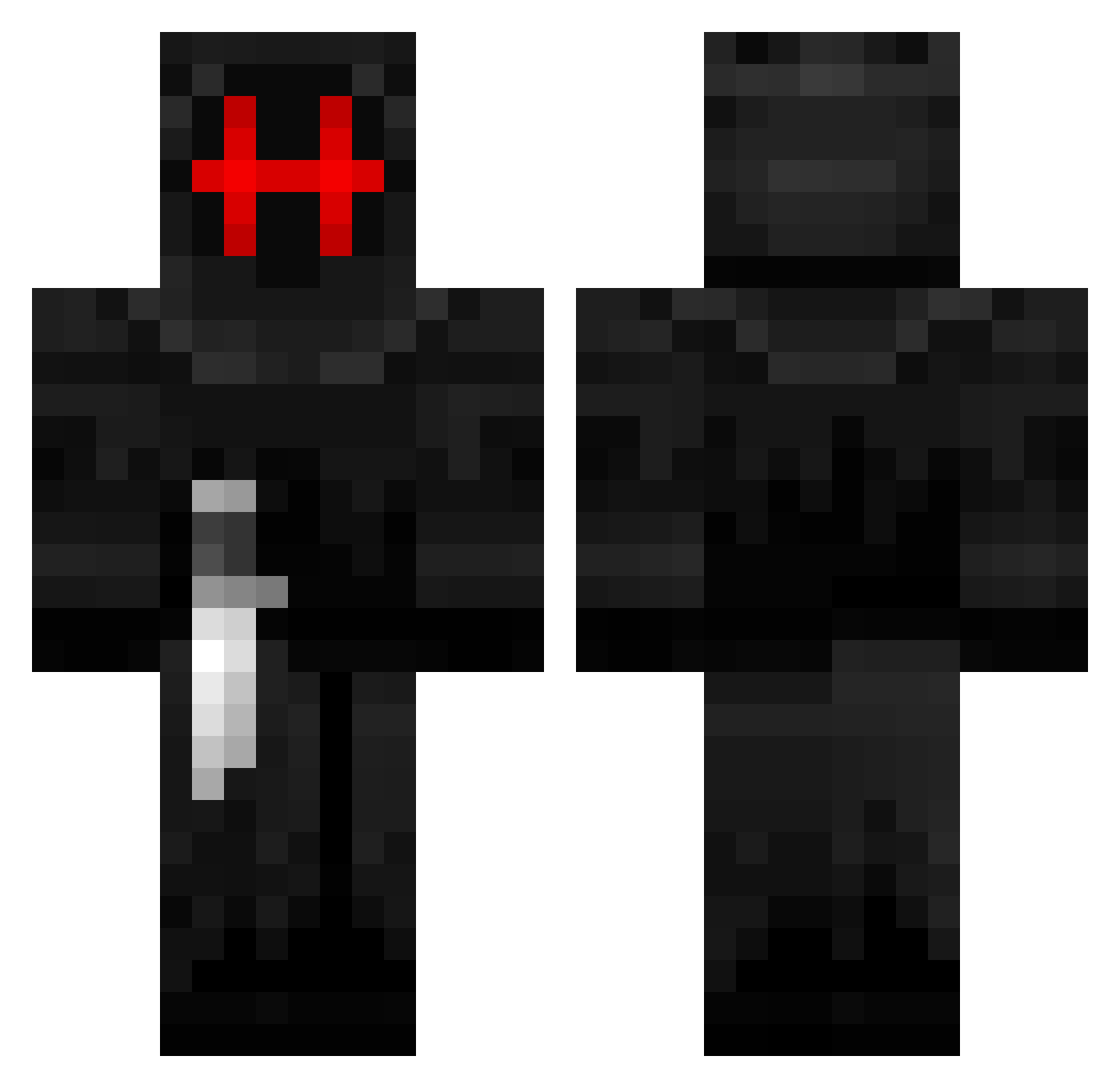 Formidibomb Minecraft skin, front and back view