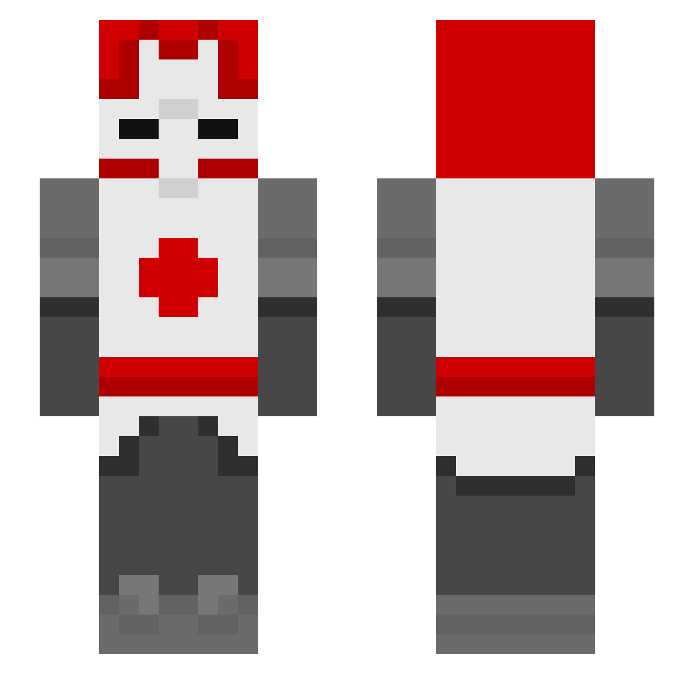 CaptchaBot Minecraft skin, front and back view