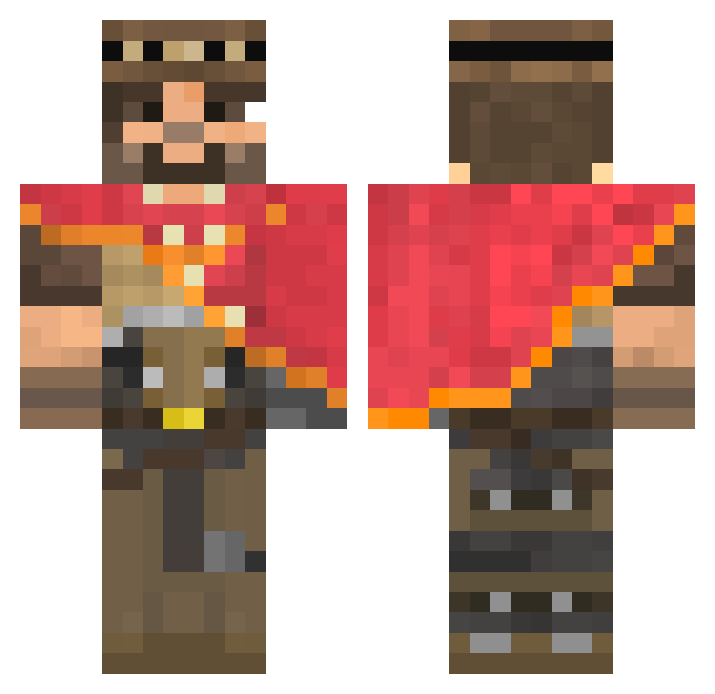 Y8A Minecraft skin, front and back view