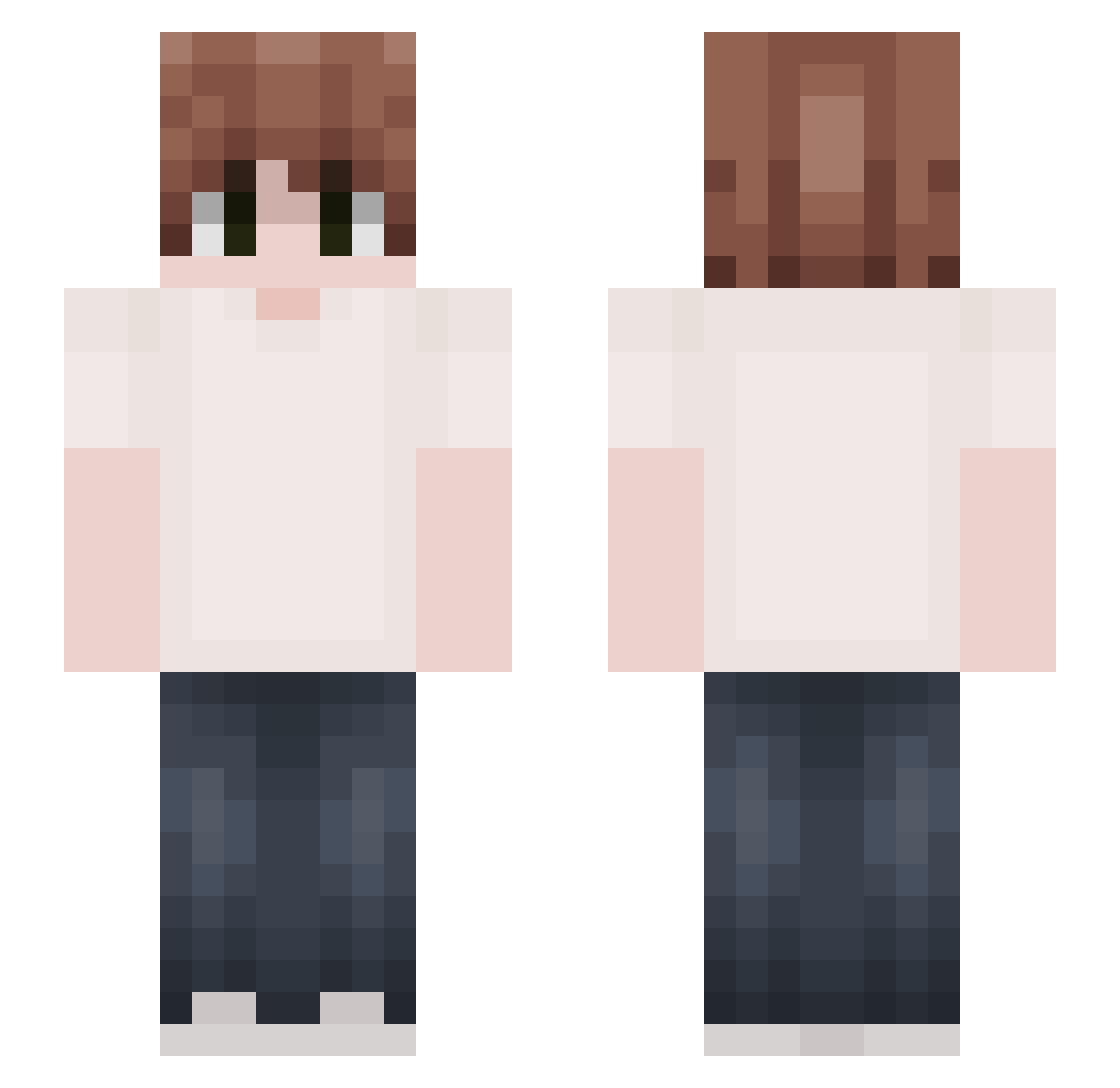 Geographies Minecraft skin, front and back view