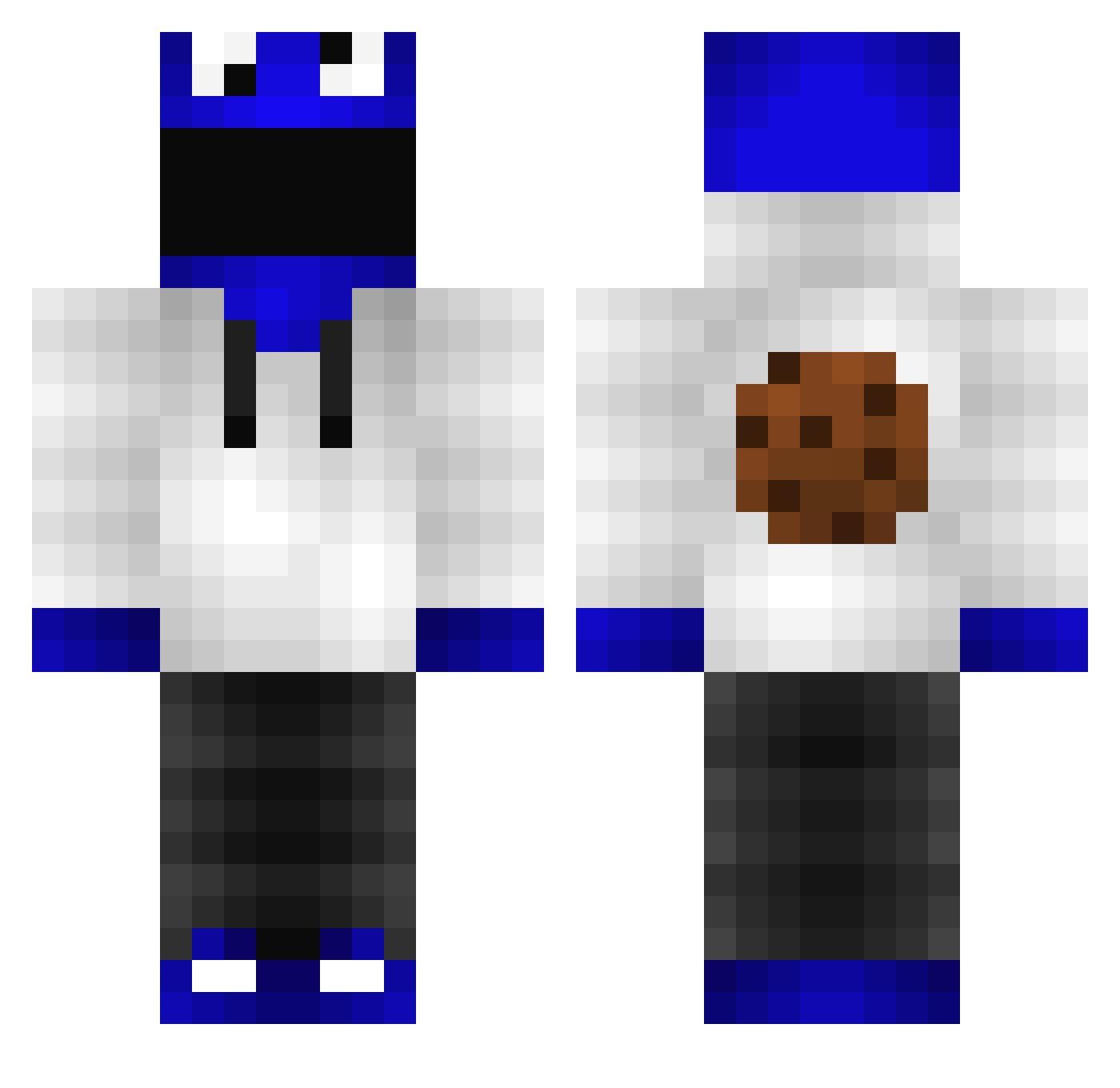InsanityFactor Minecraft skin, front and back view