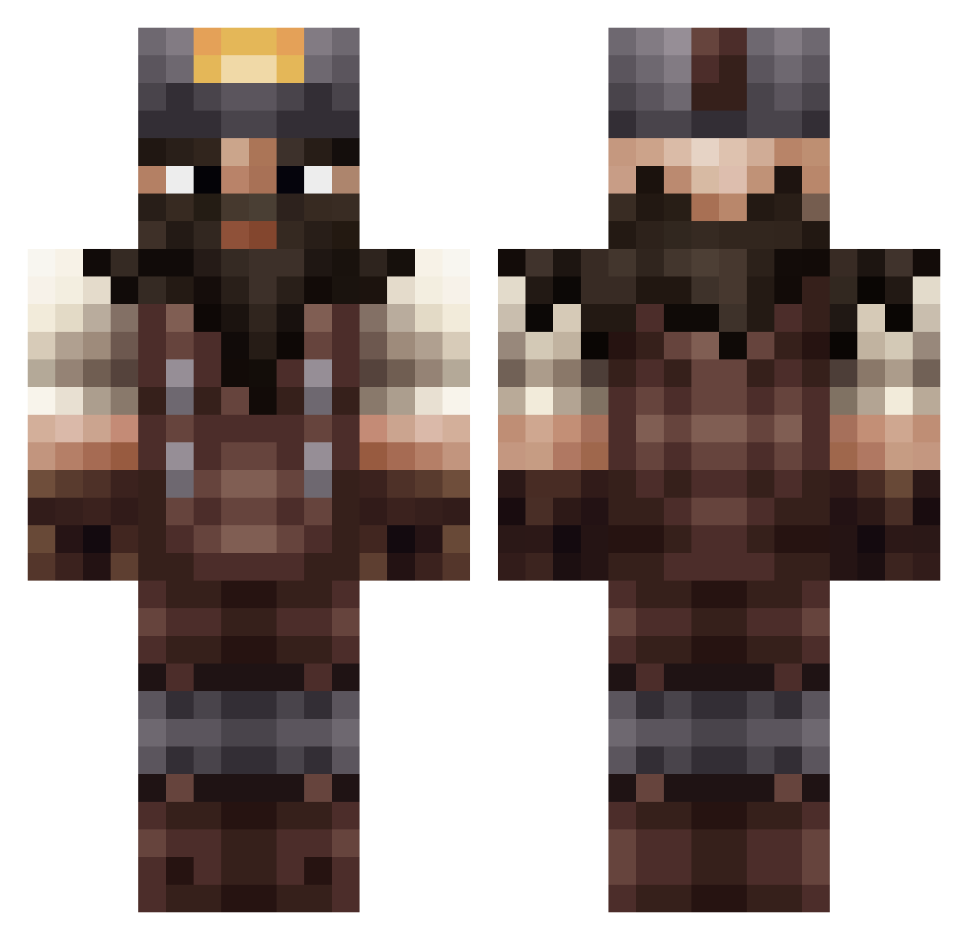 Vexatis Minecraft skin, front and back view