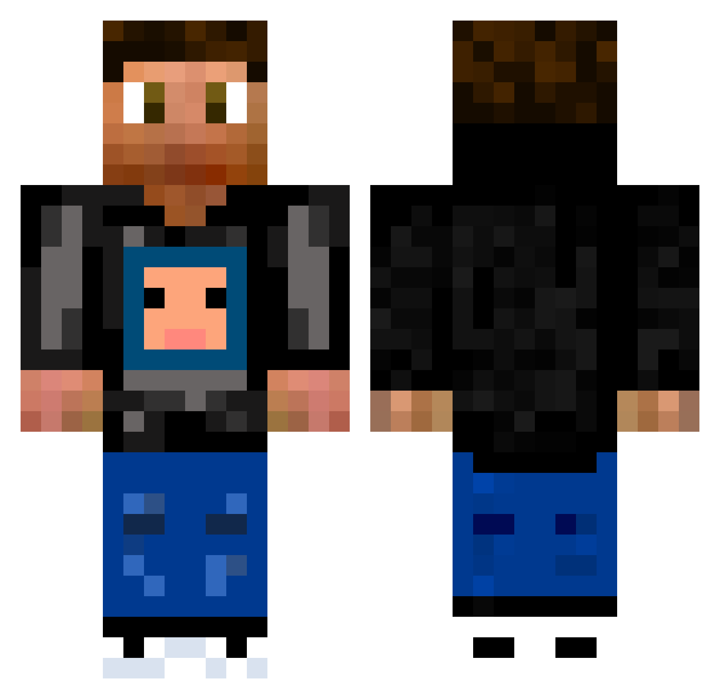 BLUESH33P Minecraft skin, front and back view