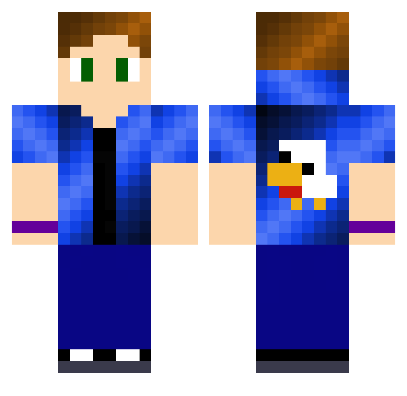 UhAndrew Minecraft skin, front and back view