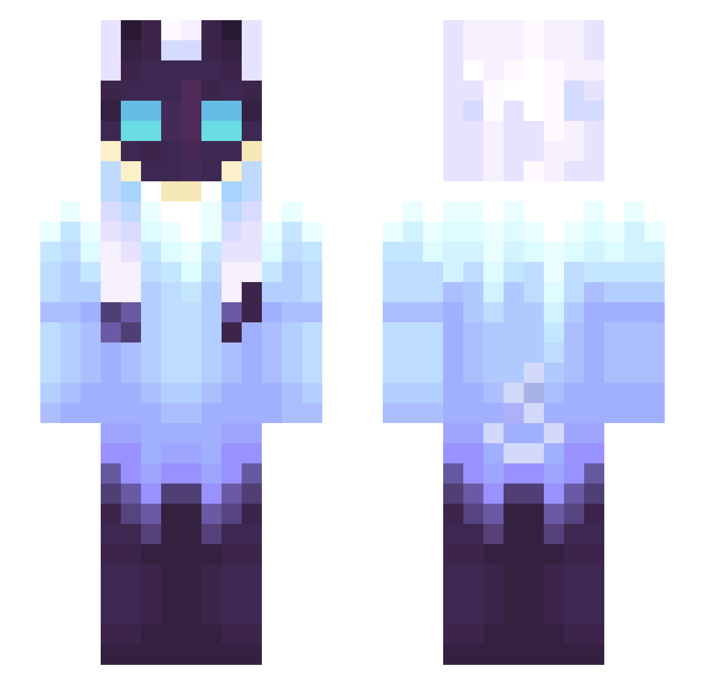 dere Minecraft skin, front and back view
