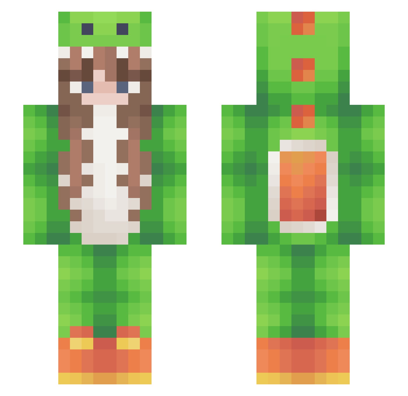 Aspectxxx Minecraft skin, front and back view