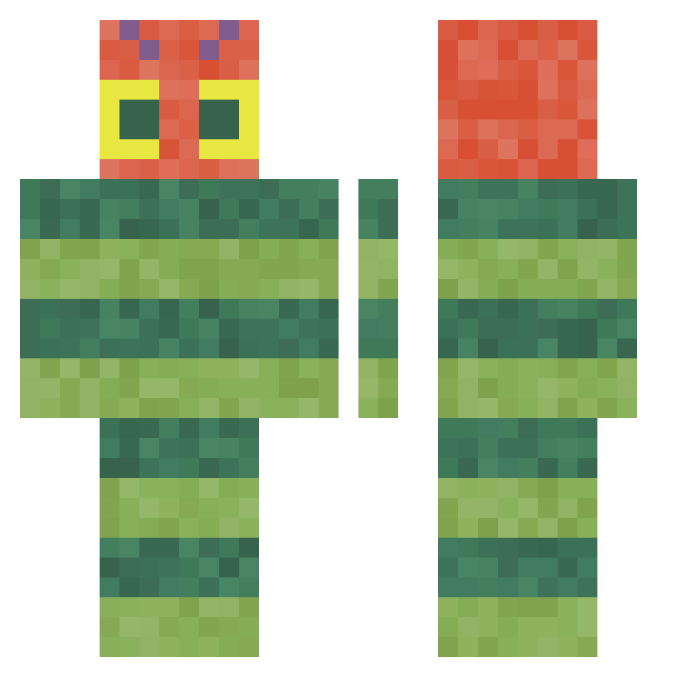 aqidah Minecraft skin, front and back view