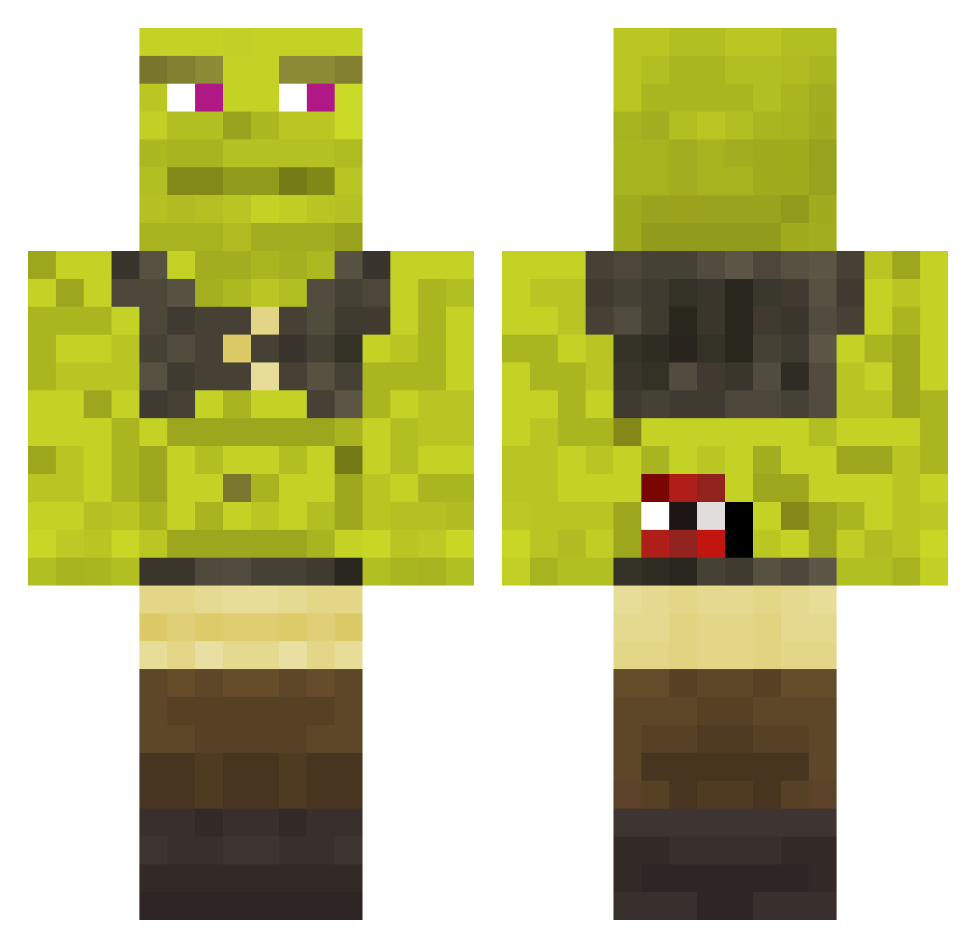 Snotto Minecraft skin, front and back view