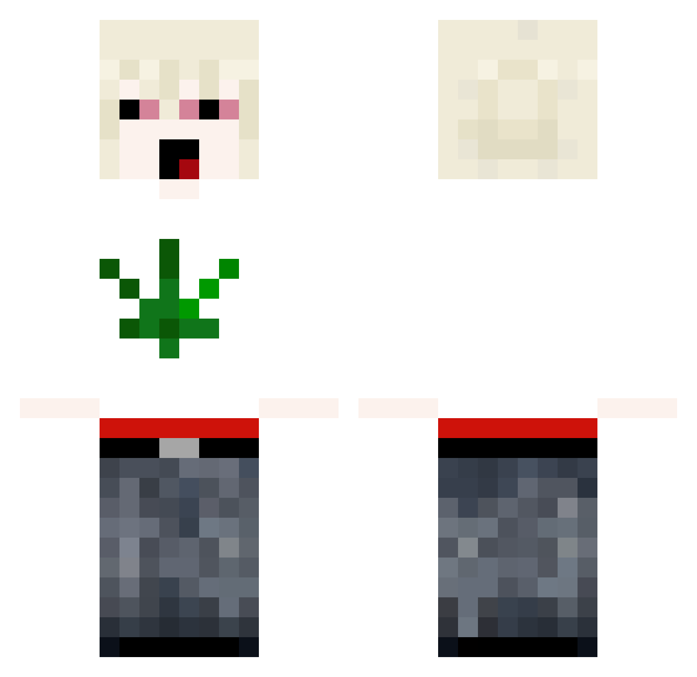 greenAbuser Minecraft skin, front and back view